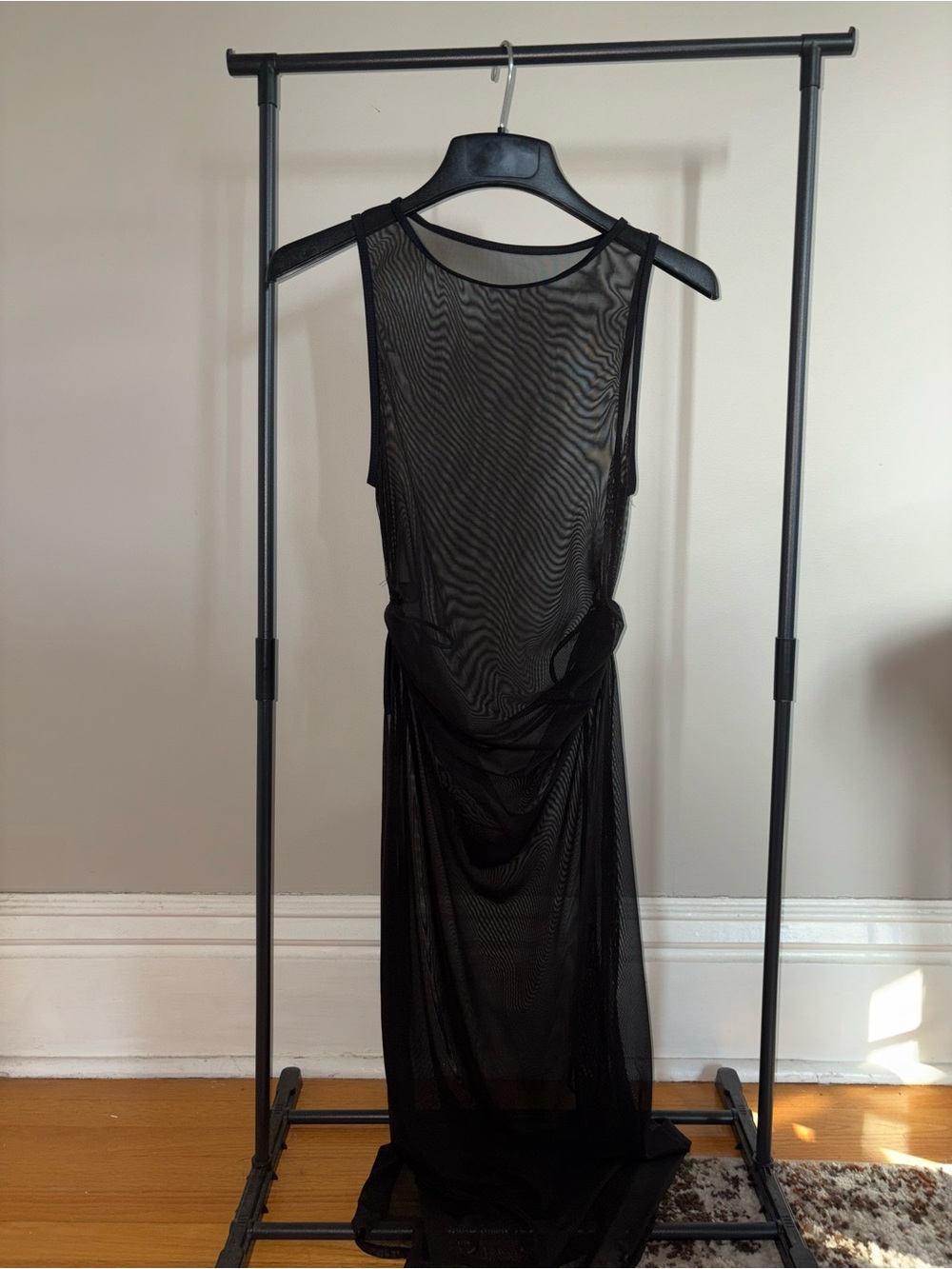 Amazon Black Sheer Mesh Maxi Swim Coverup